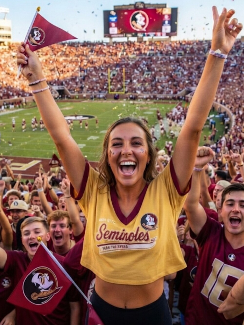 FSU Florida State Seminoles V-Neck Crop Tee Wear By Erin Andrews Size Medium New